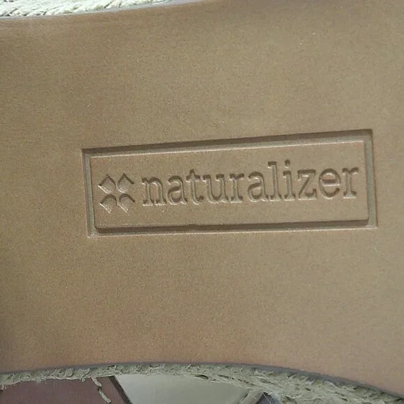 Naturalizer Evette Cognac Leather Slides Platform Wedge Peep toe Sandals 12 Wide - Picture 7 of 14